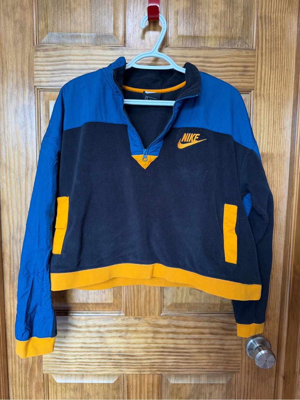 Nike Cropped Colorblock Quarter-Zip Fleece Pullover- Size L